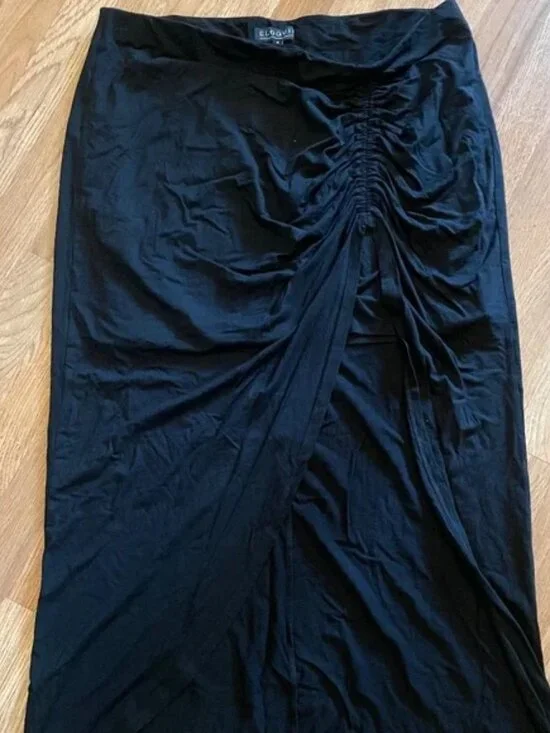 NWT Eloquii Ruched Black Slit Skirt sz 18 - Picture 5 of 5